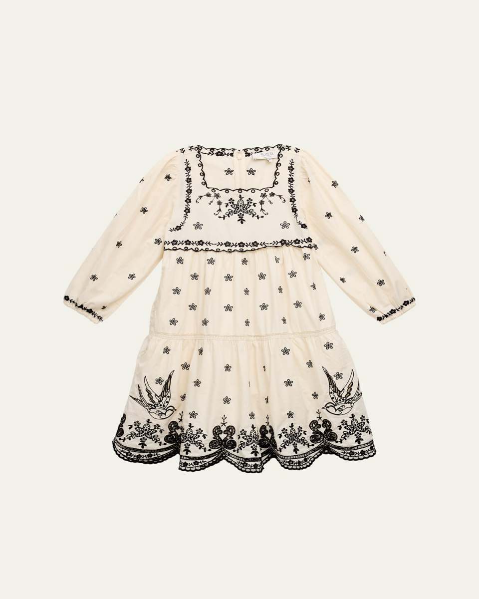 Girl's Kingsley Embroidered Sleeveless Midi Dress, Size 2-14